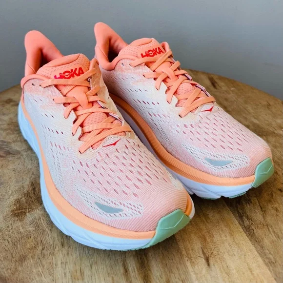 Hoka Women's ONE ONE Clifton 8 Running Shoe in Cantaloupe/Silver Peony Size 9.5 - Picture 7 of 15